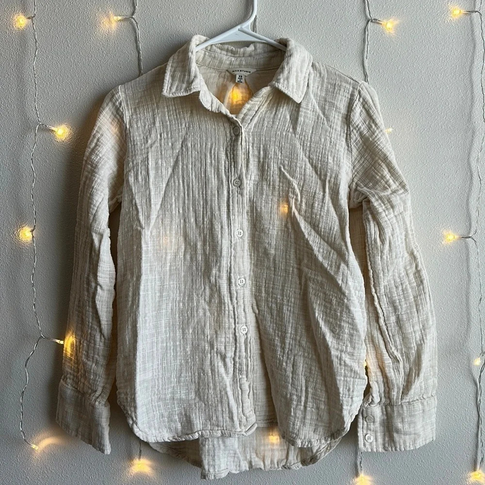 Max Studio Textured Button Down Top​​​​​​